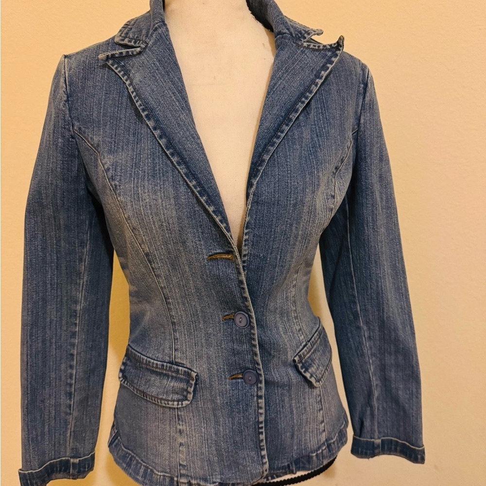 Rampage Blue Jean Jacket with Fitted Tailored Style and Classic Denim Look
